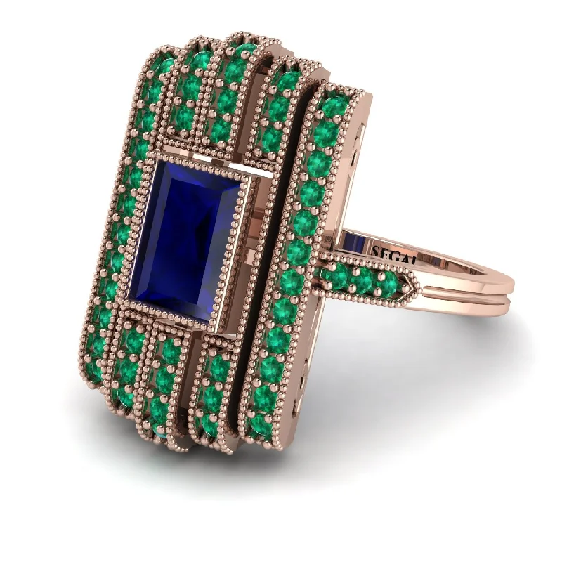 women's ring classic elegance -Unmatched Style Gold Baguette Sapphire Ring - Jean No. 29