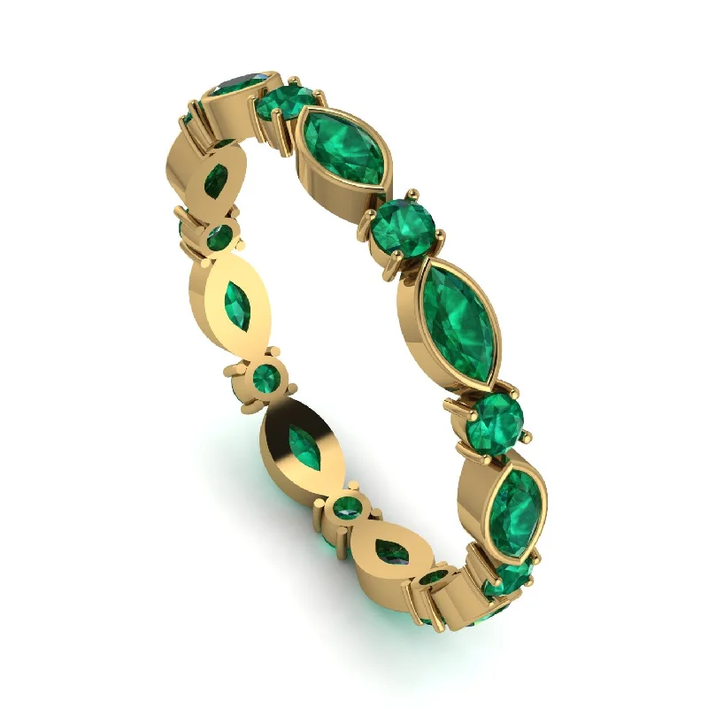 women's ring minimalist style -Marquise Emerald Eternity Band - Cecilia No. 19