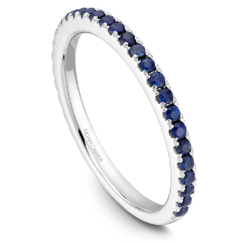 women's ring pave setting -Noam Carver Stackable Collection 0.44cttw. Blue Sapphire Fashion Ring STA2-1-B