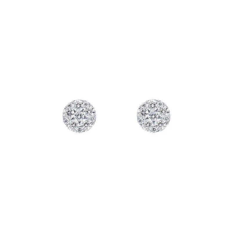 women's earrings celestial moon and stars -18 Karat White Gold Stud Cluster Diamond Earrings