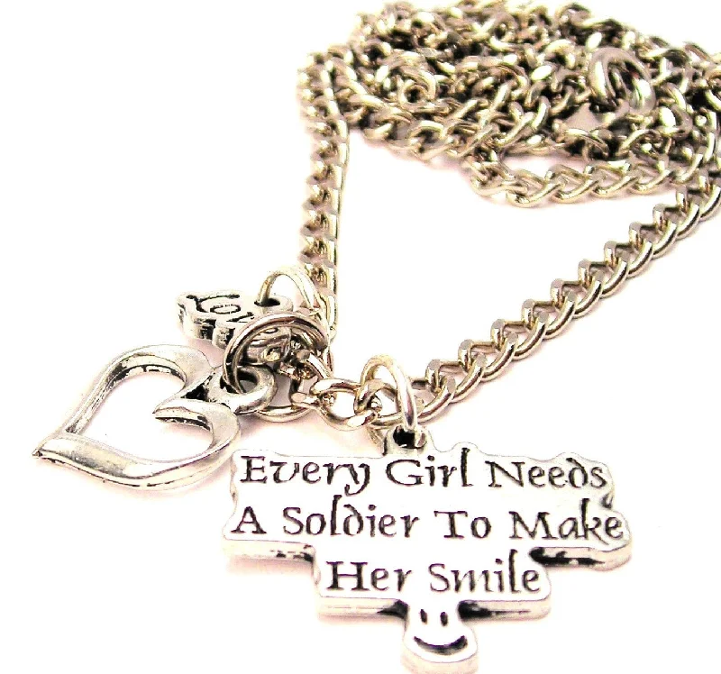 women's necklaces antique design -Every Girl Needs A Soldier To Make Her Smile Little Love Necklace