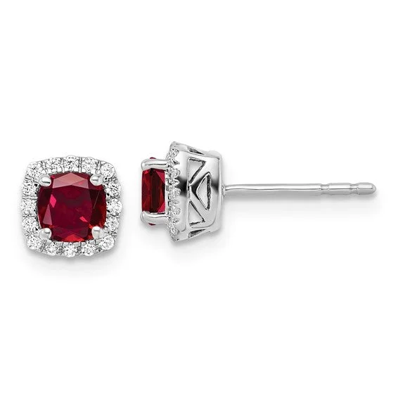 women's earrings chandelier style -Created Ruby and Diamond Earrings in 10 Karat White Gold