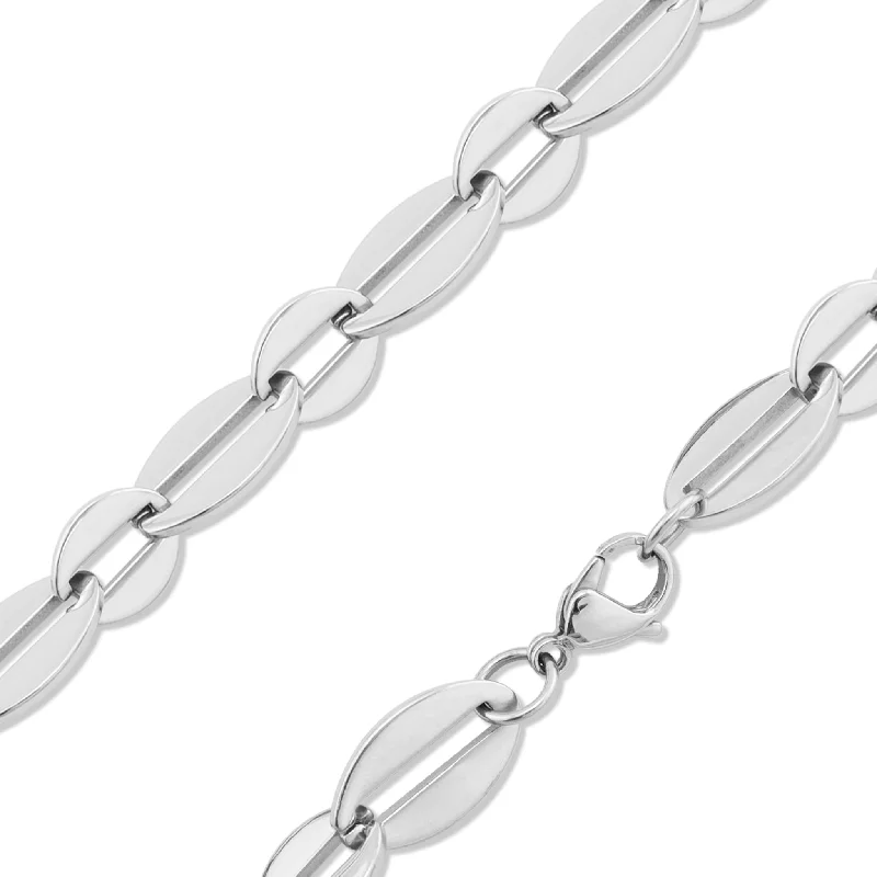 women's necklaces floral engraving -Stainless Steel Chain Oval Loop Necklace / CHN2463