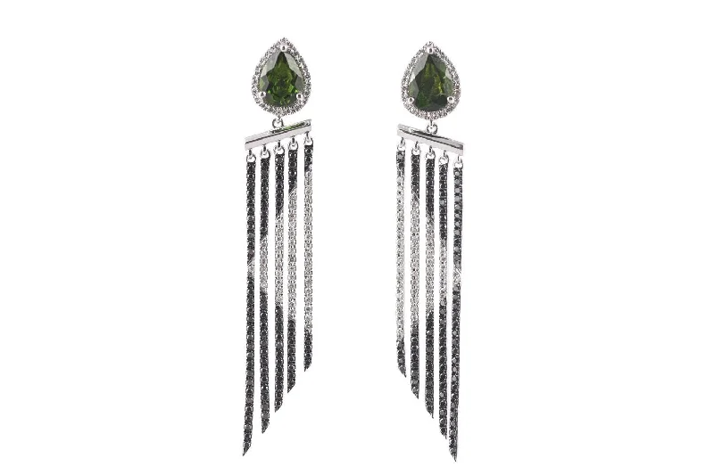 women's earrings ruby -14k White Gold 2.53ctw Diamond Black Diamond Diopside Earrings