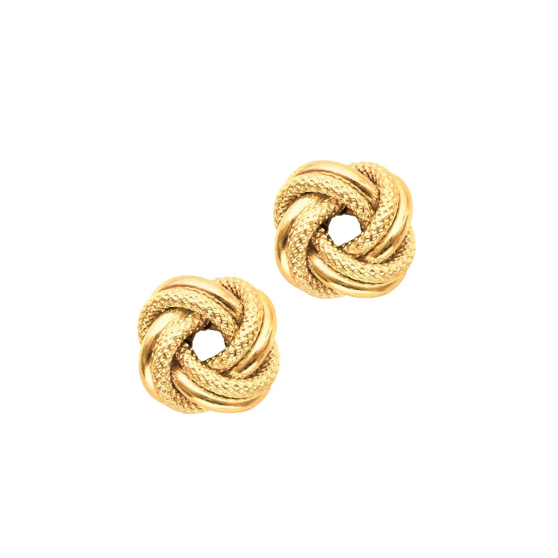 women's earrings celestial starburst -Textured Knot Earrings, 14K Yellow Gold