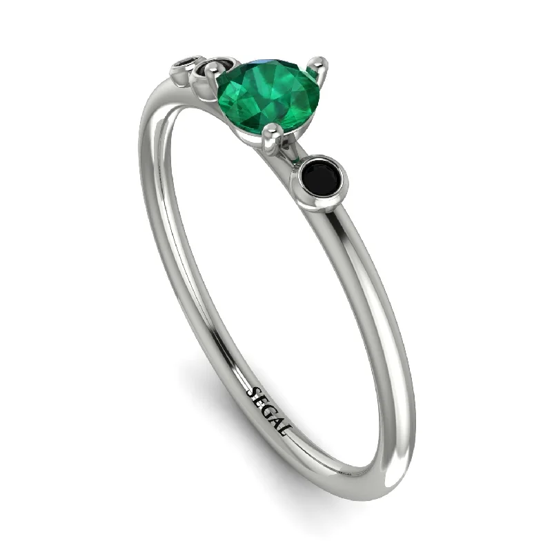 women's ring halo setting -Minimalist Thin Emerald Ring - Brielle No. 36