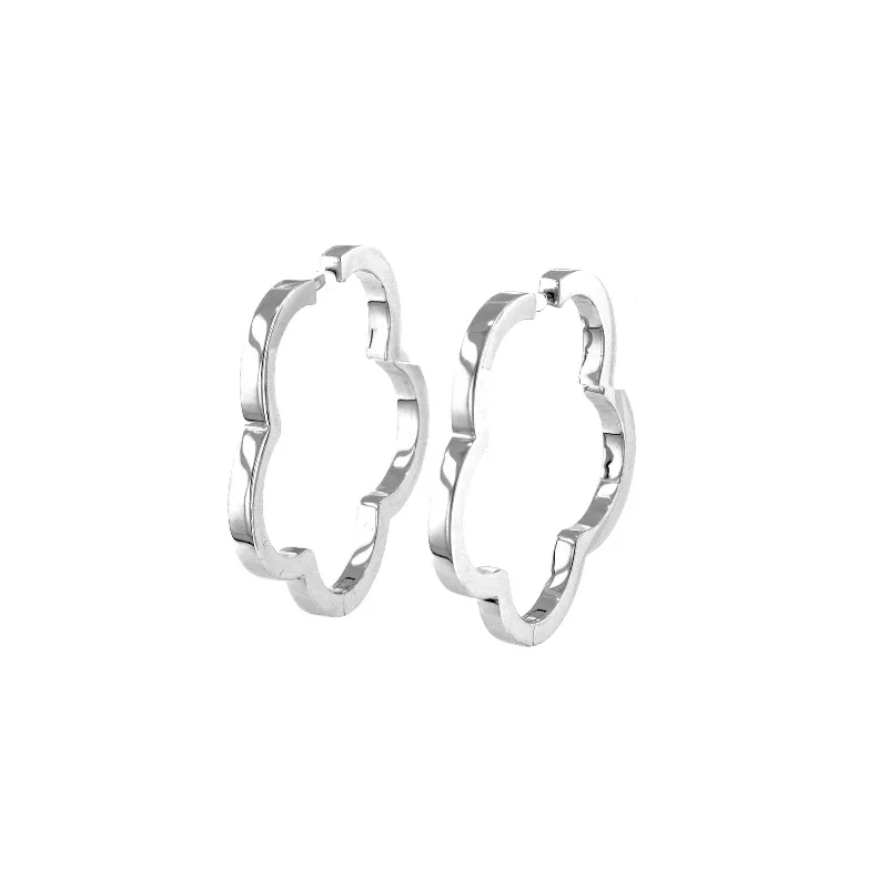 women's earrings infinity symbol -Scalloped Hoop Earrings, .75 Inch, Sterling Silver