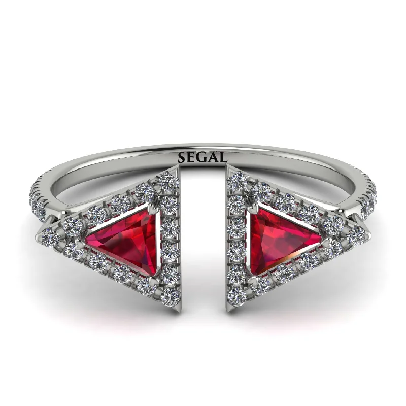 women's ring handmade design -Triangle Ruby Open Ring - Nevaeh No. 12