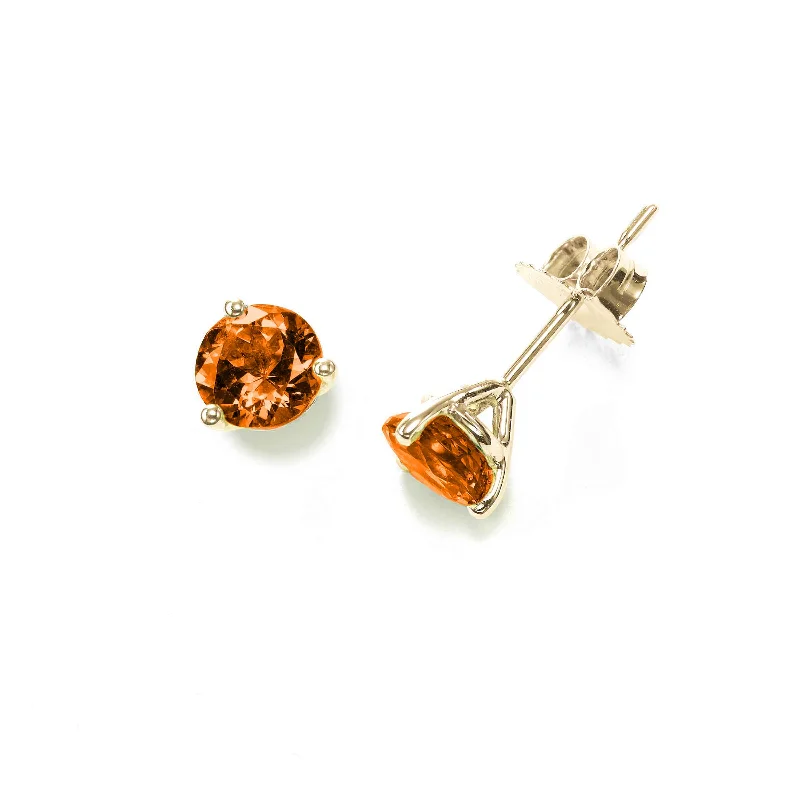 women's earrings eco-friendly -Mexican Fire Opal Stud Earrings, 6MM, 14K Yellow Gold