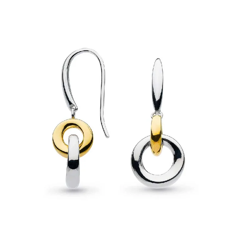 women's earrings floral engraving -Bevel Cirque Open Circle Dangle Earrings, Sterling and Gold Plating