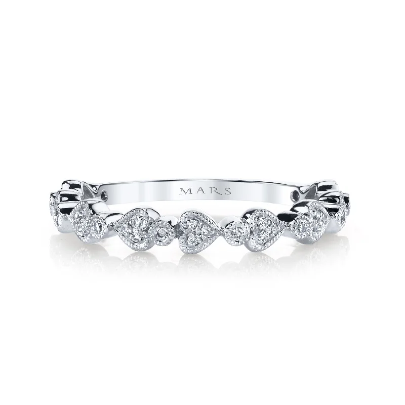 women's ring classic style -14K White Gold 0.11ct. Diamond Heart Shape Accent Stackable Fashion Ring