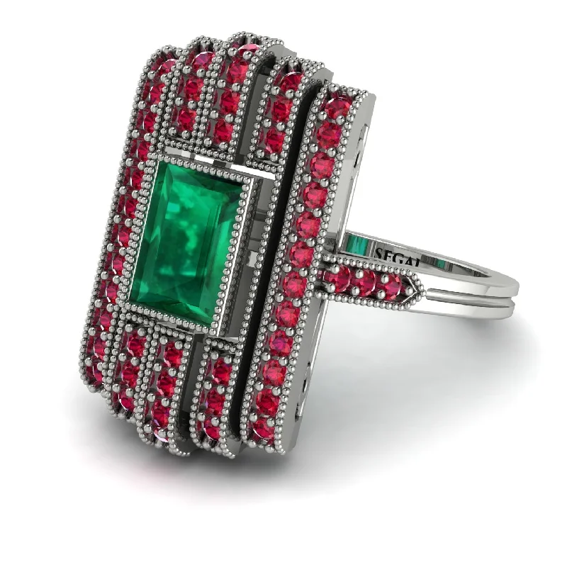 women's ring ruby -Unmatched Style Gold Baguette Emerald Ring - Jean No. 51