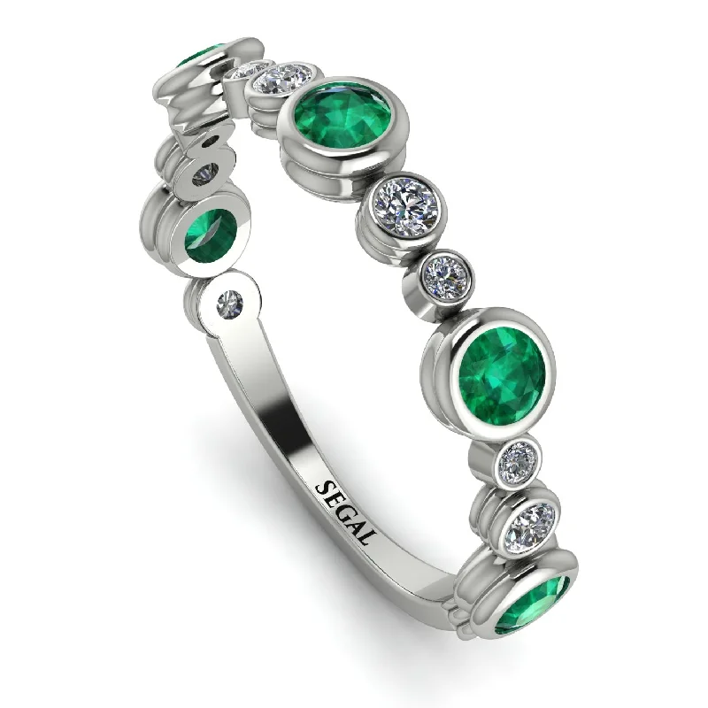 women's ring moissanite -Bezel Emerald Eternity Band - Valeria No. 6