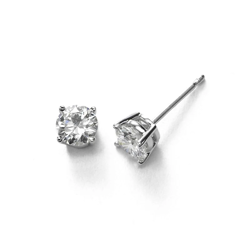 women's earrings rose gold -Diamond Stud Earrings, .38 Carat total, H/I/J, SI2-I1, 14K White Gold