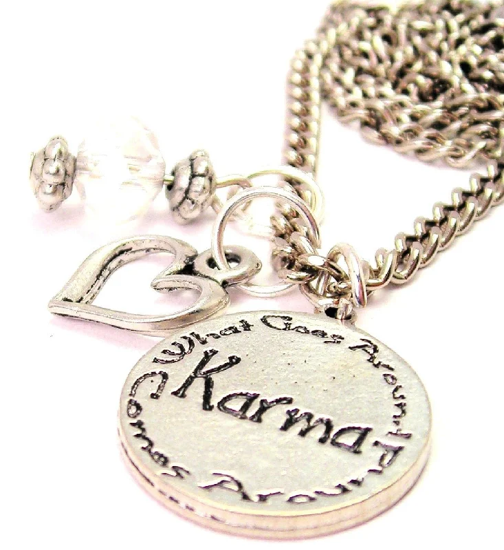 women's necklaces unique craftsmanship -Karma What Goes Around Comes Around Necklace with Small Heart