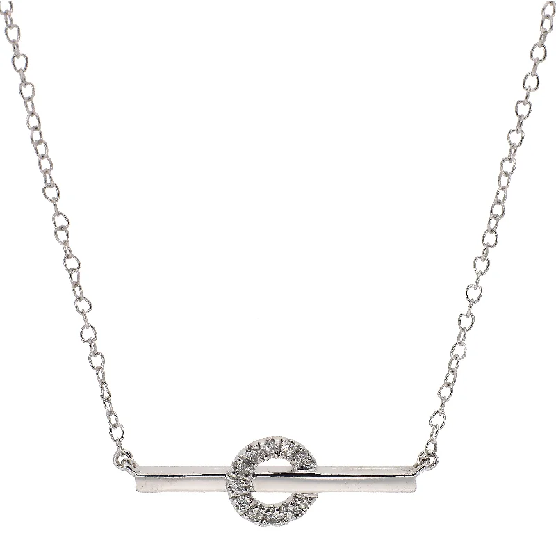 women's necklaces trendy simple chain -10K White Gold Diamond Bar Necklace