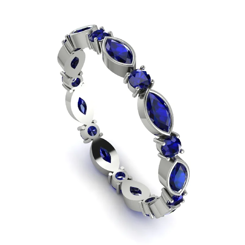 women's ring hypoallergenic material -Marquise Sapphire Eternity Band - Cecilia No. 75