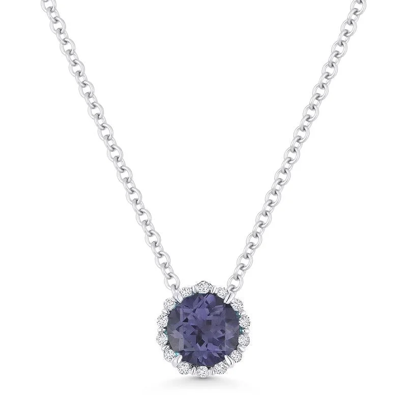 women's necklaces dainty chain -ADD A CHARM HALO STYLE CREATED ALEXANDRITE AND DIAMOND NECKLACE