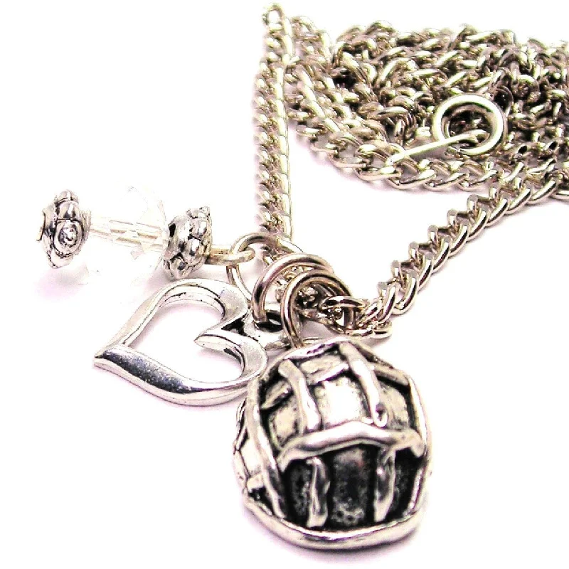 women's necklaces moon and sun -Army Soldiers Helmet Necklace with Small Heart