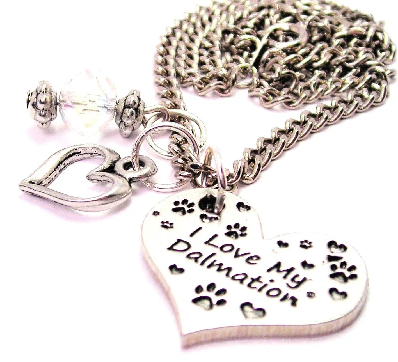 women's necklaces elegant crystal drop -I Love My Dalmatian Heart Necklace with Small Heart