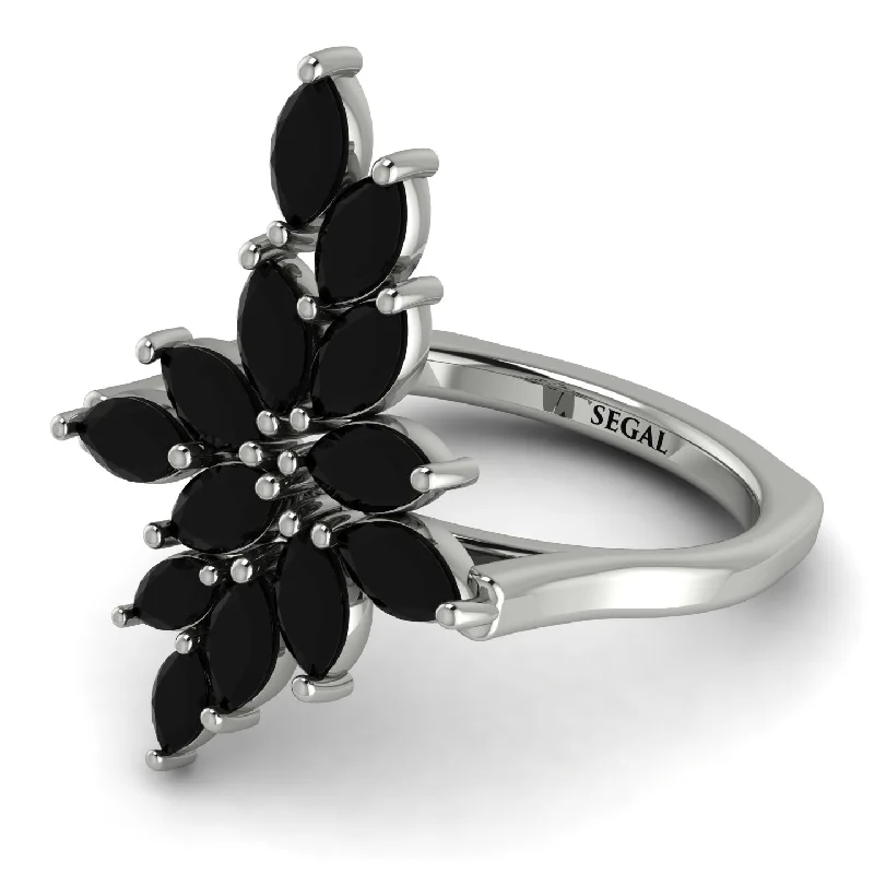 women's ring vintage-inspired filigree -Marquise Shape Black Diamond Galmorious Ring - Melanie No. 9