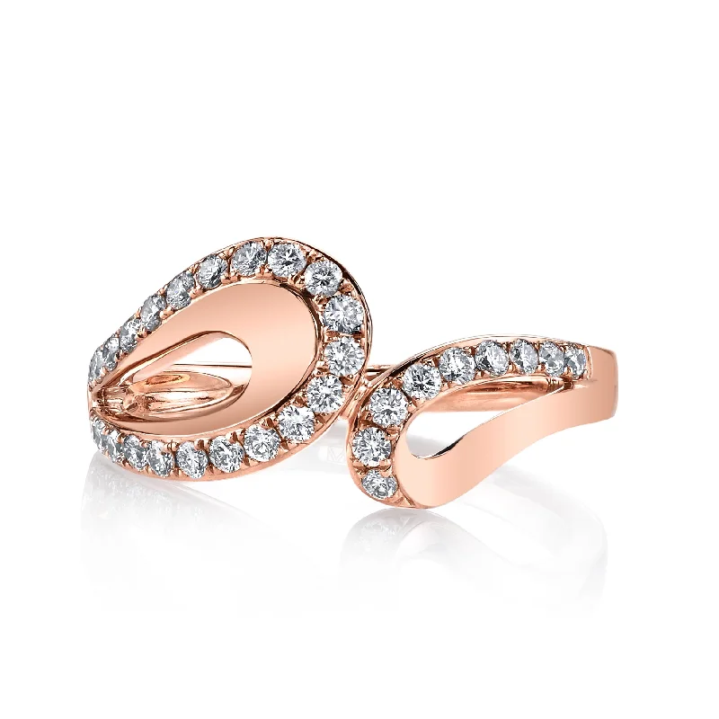 women's ring star shape -14K Rose Gold 0.44ct. Swirling Diamond Fashion Ring