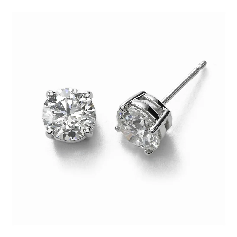 women's earrings chandelier style -Diamond Stud Earrings, 2 Carats Total, H/I-SI2/I1, 14K White Gold