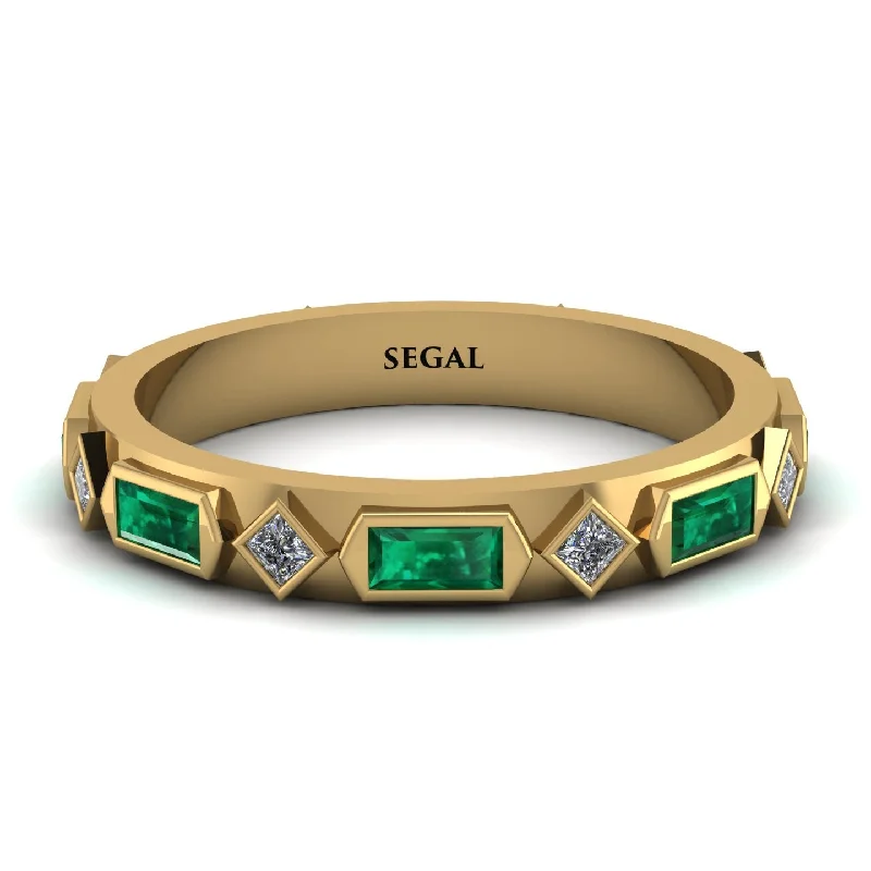 women's ring emerald -Emerald Baguette & Princess Eternity Band - Andrea No. 16