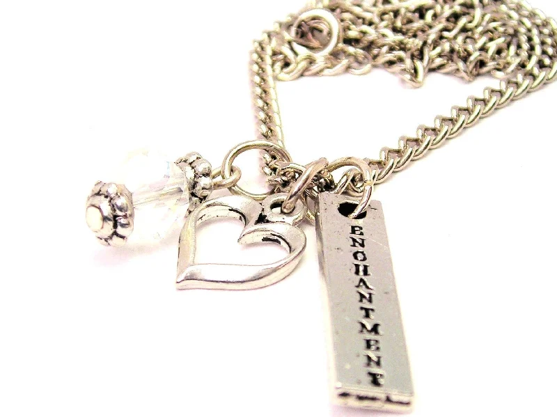 women's necklaces dainty chain -Enchantment Long Tab Necklace with Small Heart