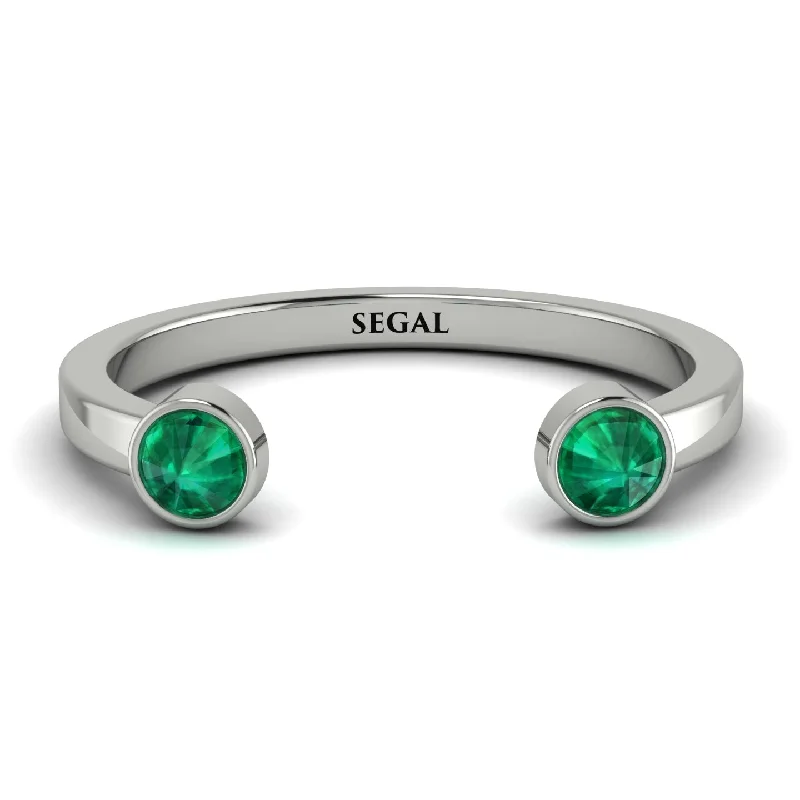 women's ring art deco -Upside Down Diamond Open Emerald Ring - Melody No. 6