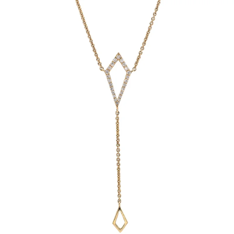 women's necklaces infinity symbol -14K Yellow Gold Diamond Y Necklace