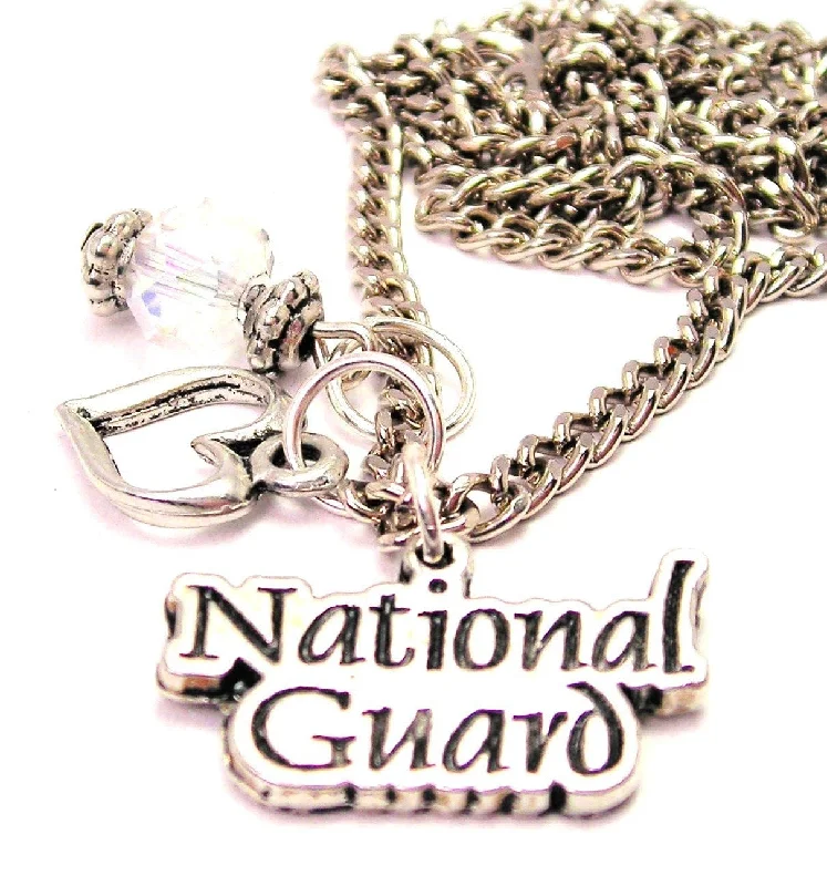 women's necklaces vintage-inspired locket -National Guard Necklace with Small Heart