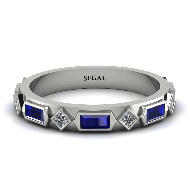 women's ring wedding jewelry -Sapphire Baguette & Princess Eternity Band - Andrea No. 63