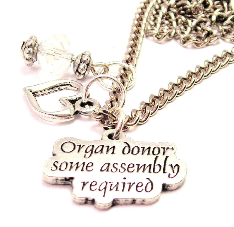 women's necklaces zodiac sign -Organ Donor Some Assembly Required Necklace with Small Heart