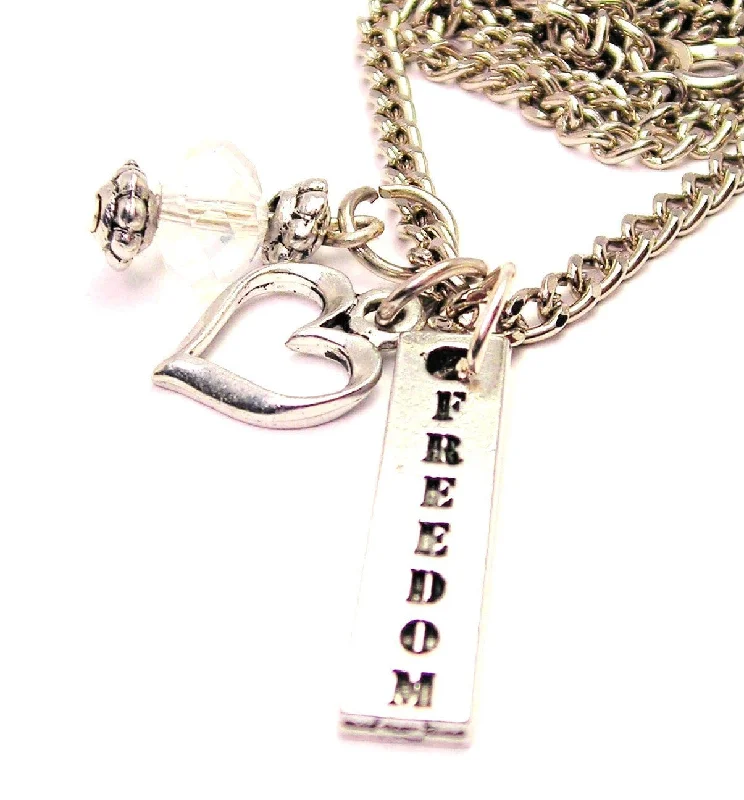 women's necklaces minimalist bar design -Freedom Long Tab Necklace with Small Heart