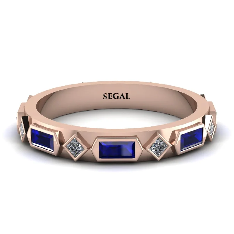 women's ring engagement gift -Sapphire Baguette & Princess Eternity Band - Andrea No. 62