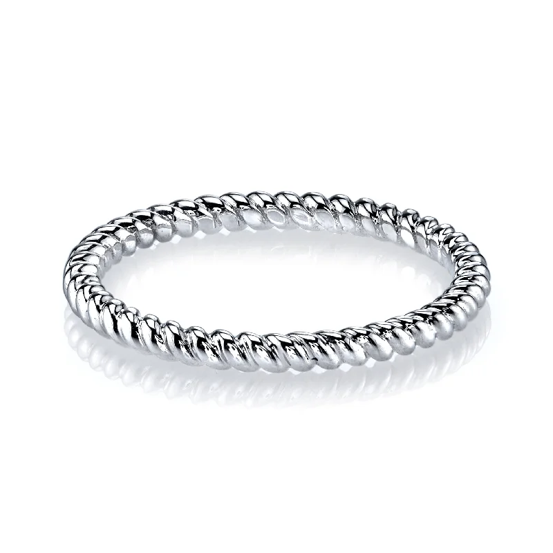 women's ring engagement gift -14K White Gold Twisted Stackable Fashion Ring