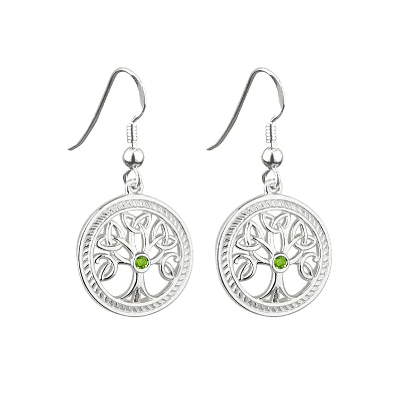 women's earrings stud design -Sterling Silver Tree of Life Earrings S33230