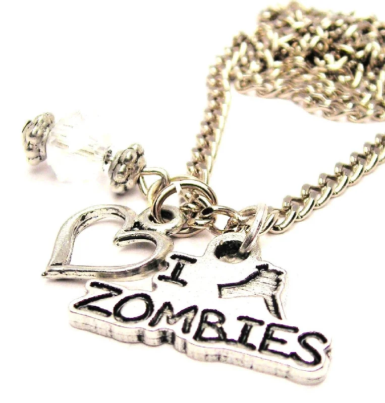 women's necklaces with secret message -I Stab Zombies Necklace with Small Heart