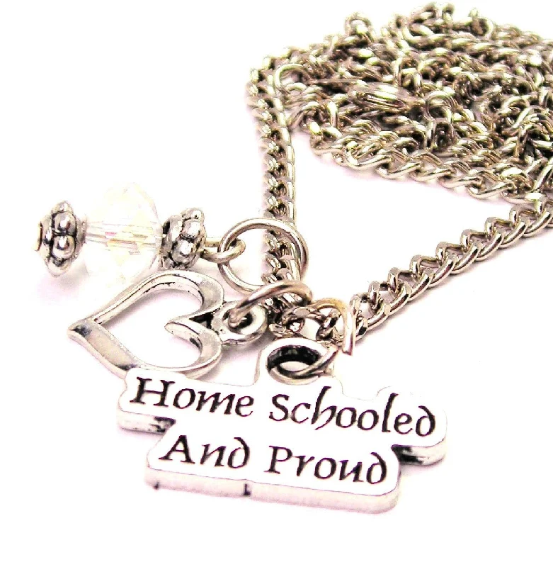 women's necklaces elegant style -Home Schooled And Proud Necklace with Small Heart