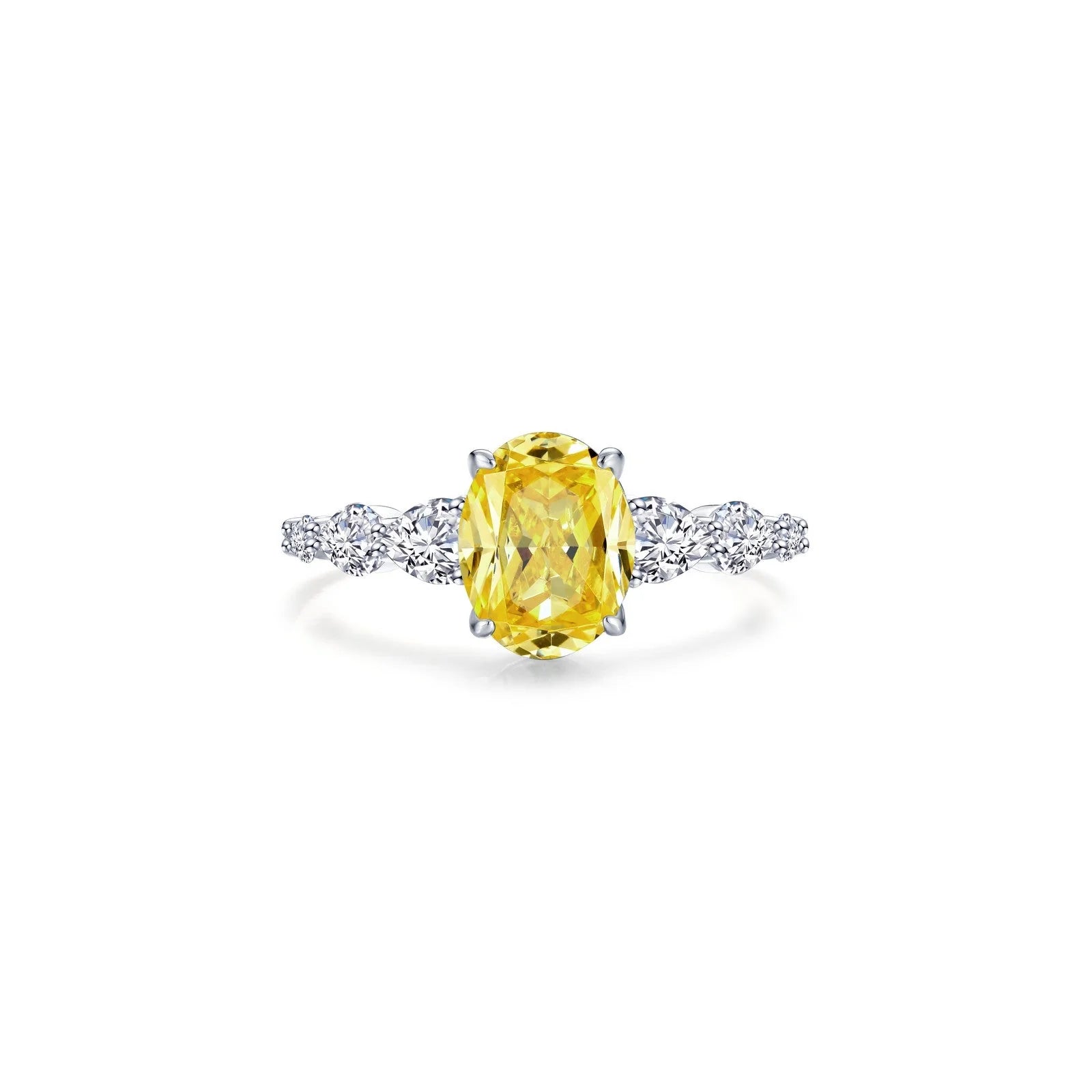 women's ring infinity love design -Lafonn Simulated Diamond & Canary Oval Solitaire Ring R0540CAP05