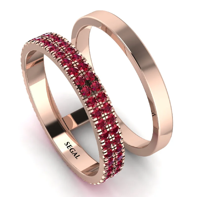 women's ring pave setting -Balance Ratio Ruby Band - Iris No. 11