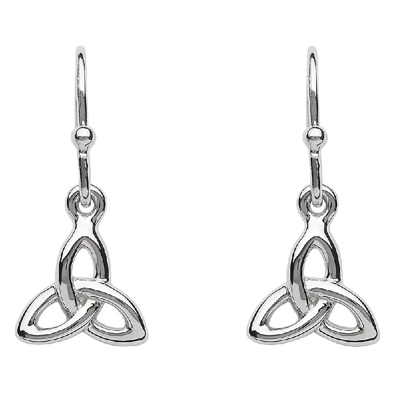 women's earrings opal gemstone -Sterling Silver Celtic Trinity Knot Drop Earrings SE2202