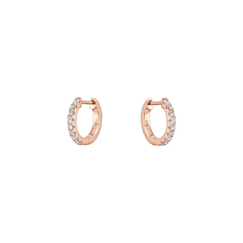 women's earrings high-end fashion -14 Karat Rose Gold Diamond Huggie Earrings