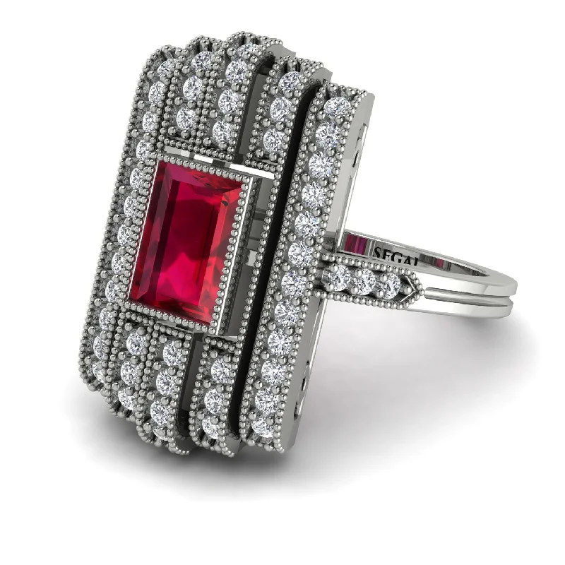 women's ring amethyst gemstone -Unmatched Style Gold Baguette Ruby Ring - Jean No. 12