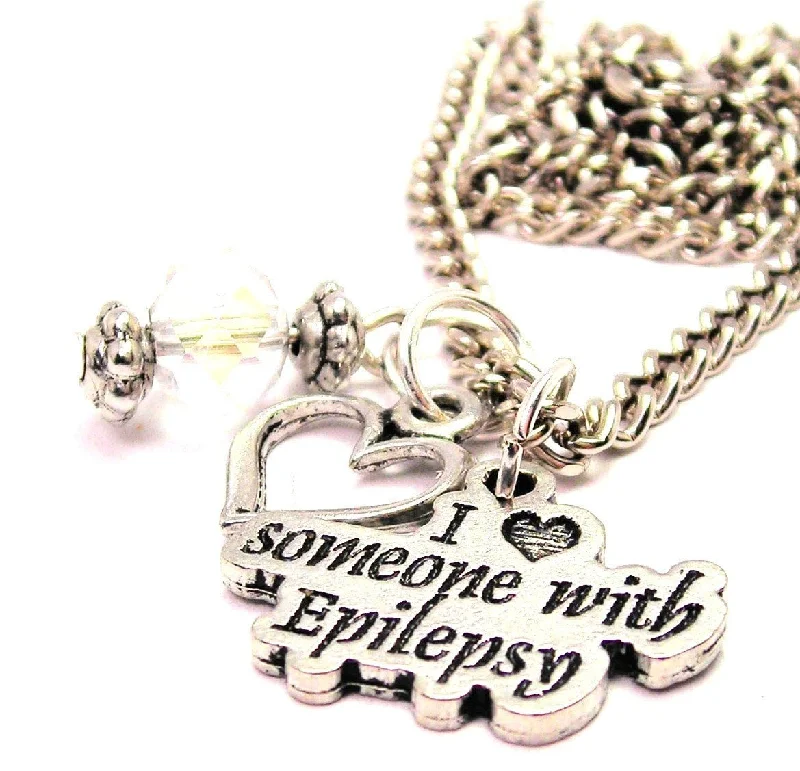 women's necklaces boho style -I Love Someone With Epilepsy Necklace with Small Heart