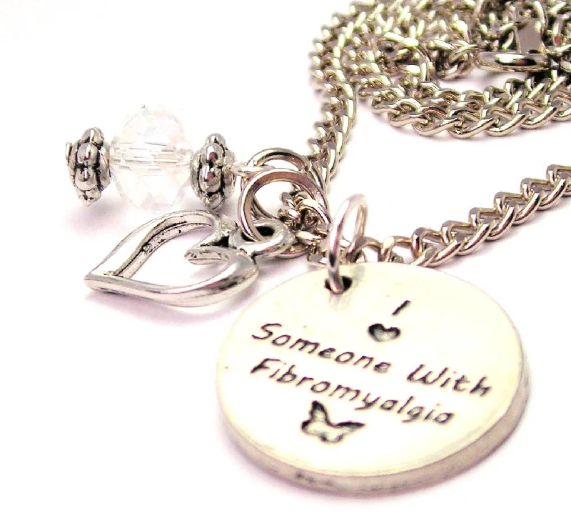 women's necklaces gemstone halo -I Love Someone With Fibromyalgia Necklace with Small Heart