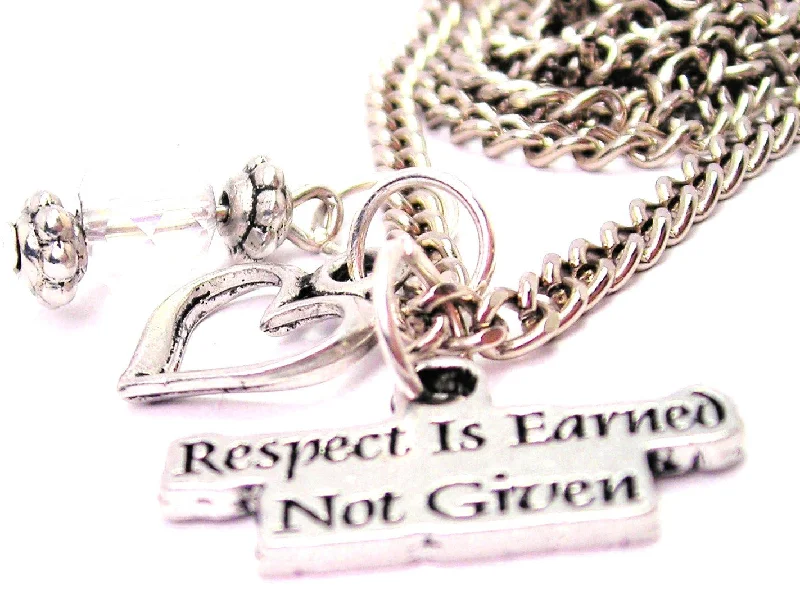 women's necklaces engraved name -Respect Is Earn Not Given Necklace with Small Heart