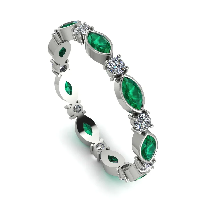 women's ring infinity symbol -Marquise Emerald Eternity Band - Cecilia No. 6