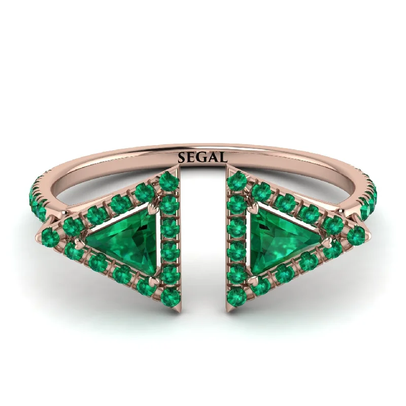 women's ring diamond -Triangle Emerald Open Ring - Nevaeh No. 20